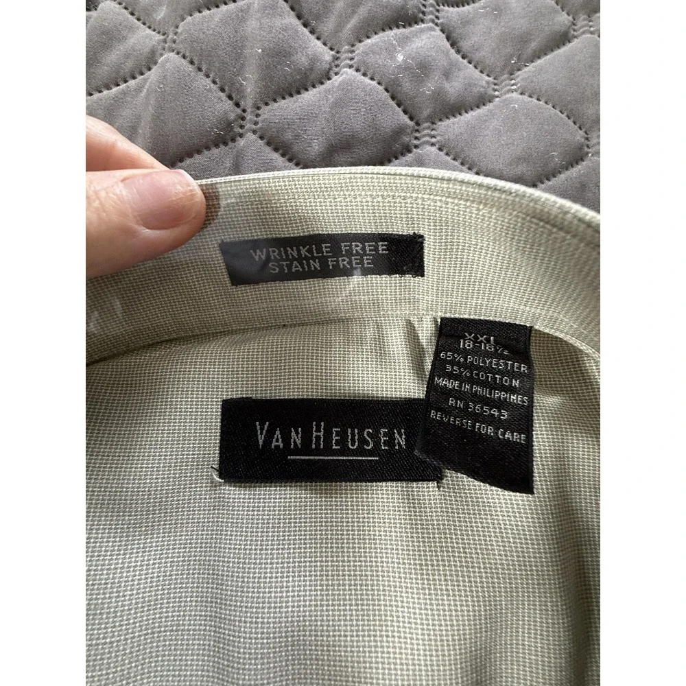 Van Heusen Dress‎ Shirt Mens 2XL 18.5 Green Jadeite Wrinkle Free Short Sleeve